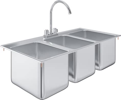 Commercial Kitchen 3 Compartment Stainless Steel Drop-in Sink 37.5"x18 ...