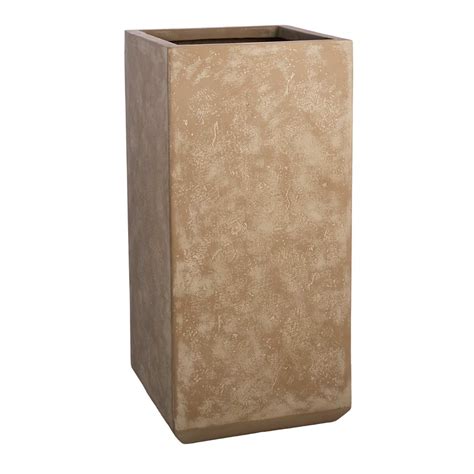 Tall Travertine Cube Planter, Medium | At Home