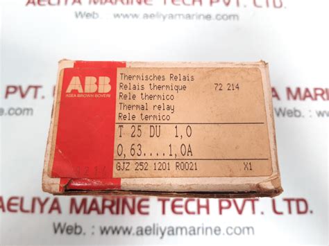 ABB T25 Du Electromechanical Thermal Overload Relay 600 Vac/class 10 ...