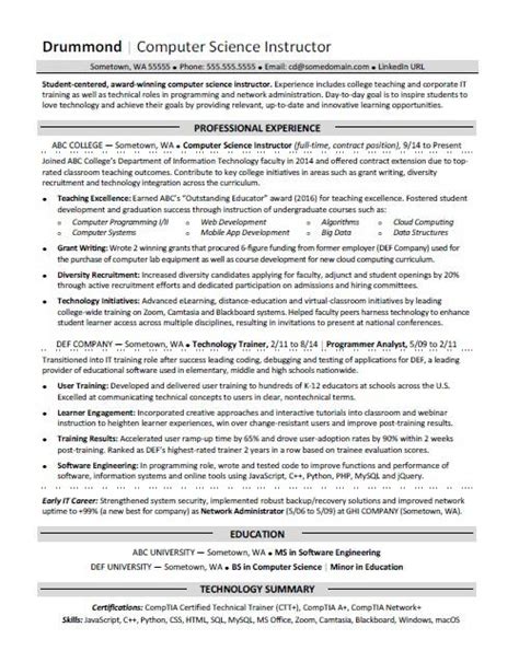 Image result for Computer Science Resume Objective Examples