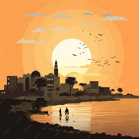 Palestine landscape vector illustration silhouette | Premium AI ...
