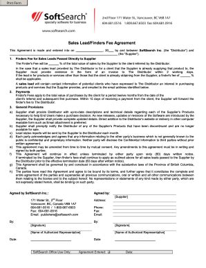 Canada Softsearch Sales Lead/Finders Fee Agreement - Fill and Sign ...