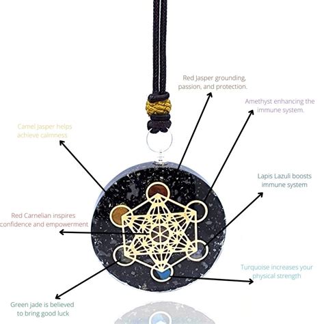 Buy Real Crystal Black Tourmaline Orgonite Metatron Cube Pendant With ...