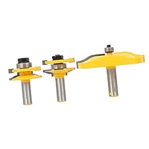 NF&E 3 Pcs Large Elaborate Chair Rail Molding Router Bit 1/2'' Inch ...