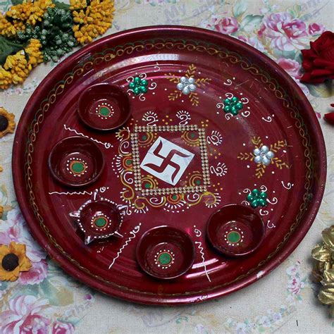 Buy Satiya decorated painted Pooja Thali at best price – MyKanha.com