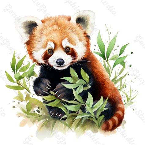 Red Panda Clipart, Watercolor Panda PNG, Animal Clipart for Commercial ...