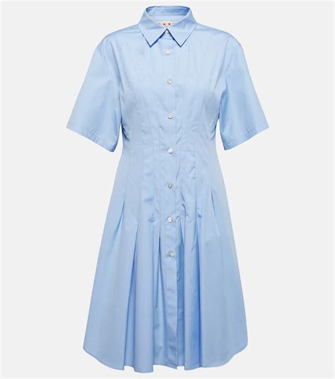 Cotton Poplin Shirt Dress in Blue - Marni | Mytheresa