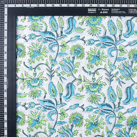 Hand Block Blue Floral Pure Cotton Indian Printed Textile Fabric – DMAASA