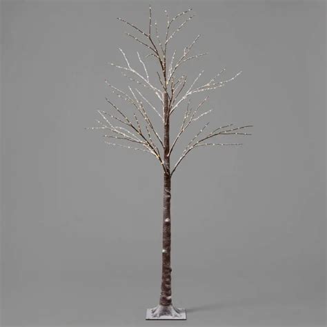 6ft LED Dew Drop Brown Flocked Twig Tree LED Christmas Novelty ...