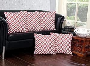 Buy AAZEEM Printed Jute Cushion Cover Set of 5, Multicolor Online at ...