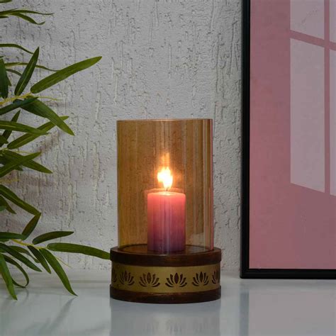 Buy Lotus Jali Metal & Glass Candle Stand (Gold) Online in India ...