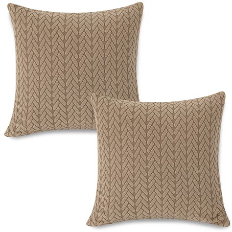 HOKIPO Jacquard Pack of 2 Sofa Cushion Cover 18x18 Inches, Brown ...