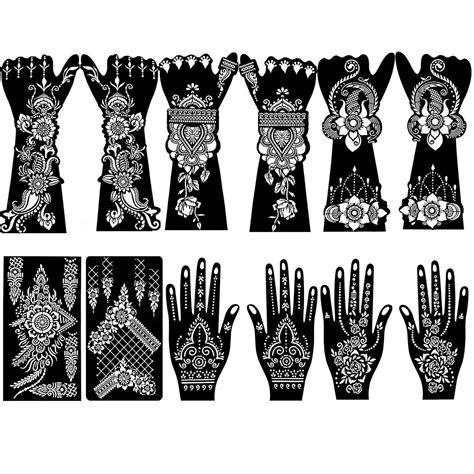 QSTOHENA 12 Sheets Large Henna Tattoo Stencils India | Ubuy