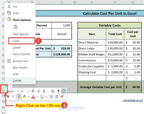 Cost per Unit in Excel 的图像结果