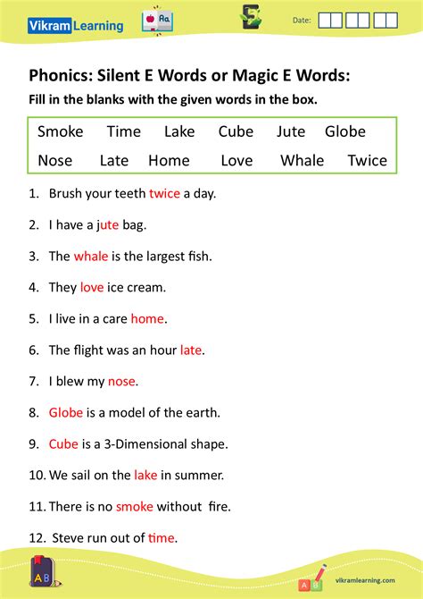 Silent E Words Kindergarten at Cathy Bible blog