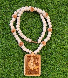 ANVIKA 8 Carved Ram Bead Tulsi Necklace Mala With Jai Sita Ram Hanuman ...