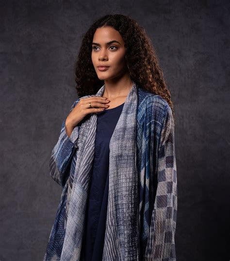Blue Abstract Printed Cotton Cape Set – Tulsi Online