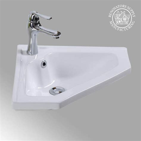 Buy Alexander II 24 in. Corner Wall Mounted Bathroom Sink in White with ...