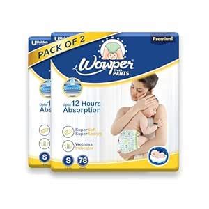 Buy Wowper Baby Diaper Pants | S-156 counts | Wetness Indicator | Anti ...