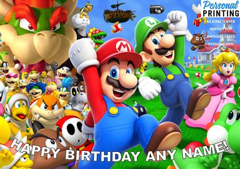 Buy PP - Super Mario Brothers and Friends or Text Personalised Name Age ...