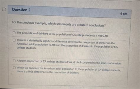 for the previous example, which statements are accurate conclusions ...