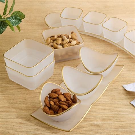 Buy Frostra Hernan Set of 3 Glass Snack Bowls with Platter from Home ...