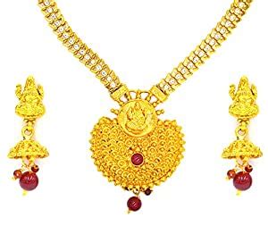 Buy Aashya Mayro Rajwadi Temple Jewellery Gold Plating Necklace with ...