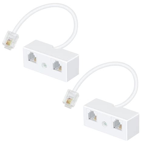 Buy Telephone Splitter, RUNMI RJ11 6P4C 1 Male to 2 Female Adapter, 2 ...