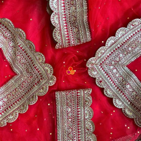 Bridal Saanjh Red Stone Scalloped Net Dupatta – anokherang