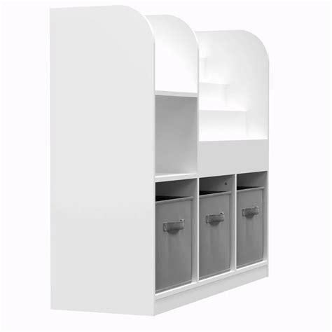 Kids Toy Storage Unit: Child-Friendly White Bookcase with Multi-Layer ...