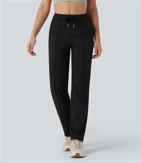 Women’s Mid Rise Drawstring Straight Leg Workout Pants with Pockets ...