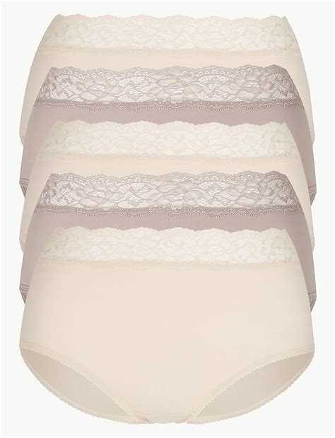 Buy 5 Pack Lace High Waisted Full Briefs at Marks & Spencer