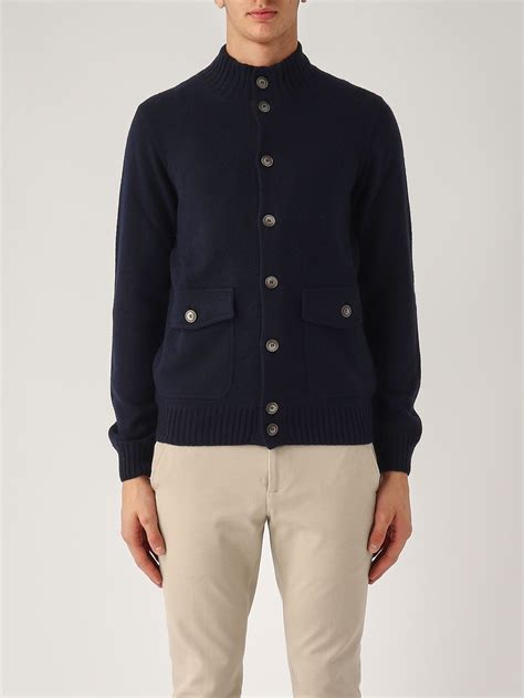 Gran Sasso men's cashmere cardigan with buttons 5713020208 Navy ...