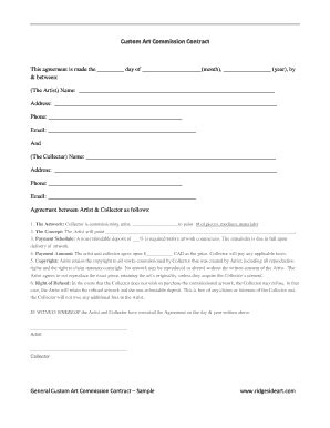 Custom Art Commission Contract - Fill and Sign Printable Template Online