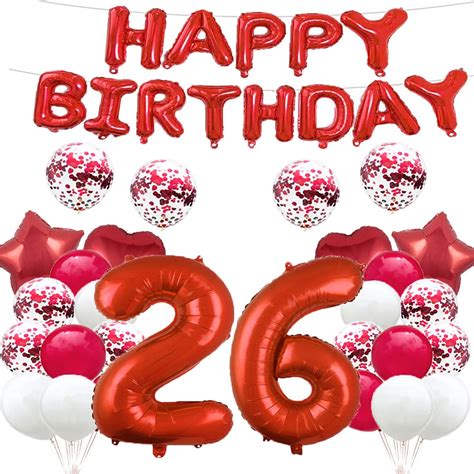 26th Birthday Balloon 26th Birthday Decorations Red 26 Balloons Happy ...