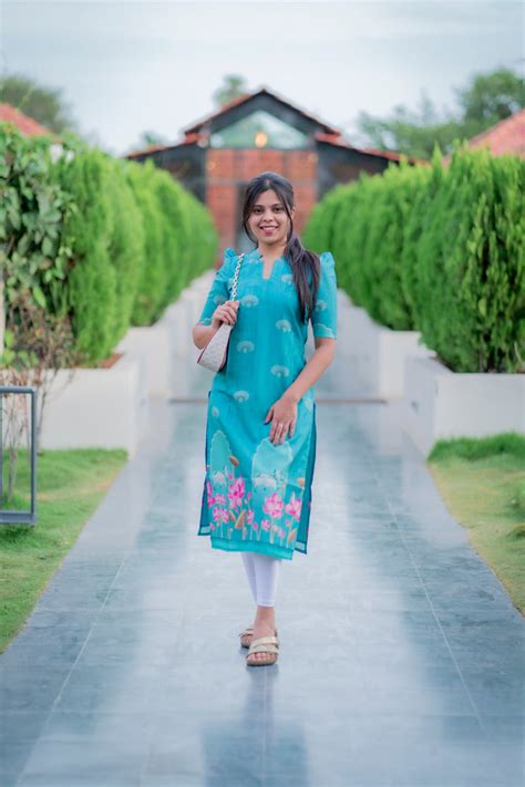 AA054 Blue Pichwai Tussar Silk Kurti – Ayla Attire