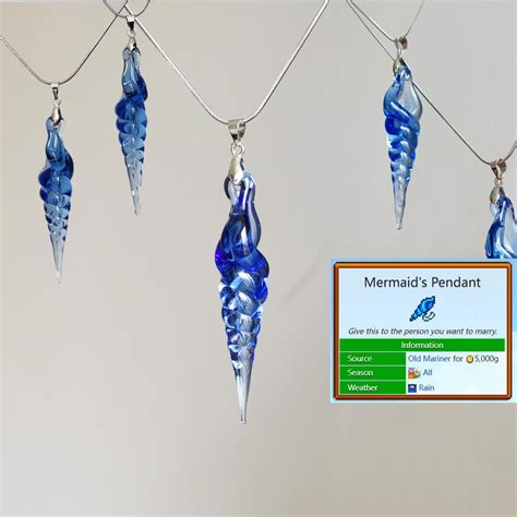 Stardew Valley Mermaid Pendant-inspired Blue Seaside Necklace ...