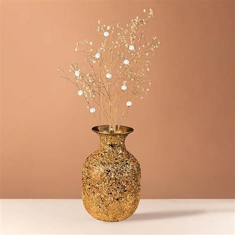 Buy Ekhasa Unbreakable Metallic Gold Oval Flower Vase for Home Decor ...