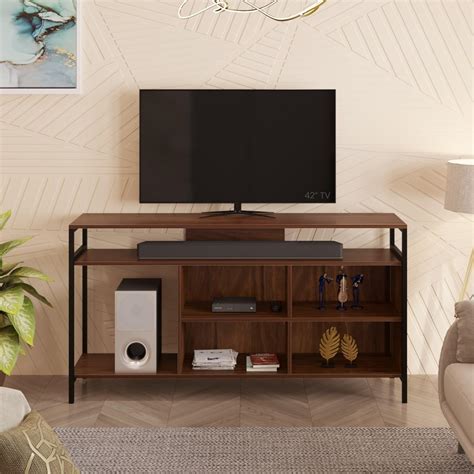 BLUEWUD Duskin Engineering Wood Floor Standing TV Entertainment Unit ...