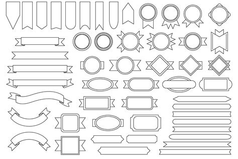 Outline Badge & Banner Clip Art Set Graphic by Running With Foxes ...