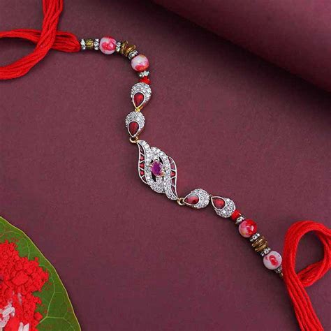 Send Ethnic AD Stone Rakhi Worldwide Online