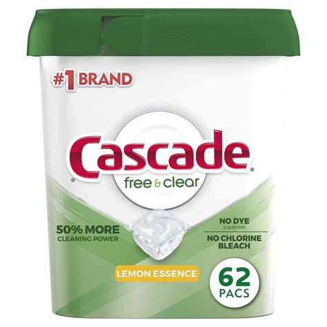 Cascade Free & Clear Action Pacs, Dishwasher Detergent, Lemon Essence ...
