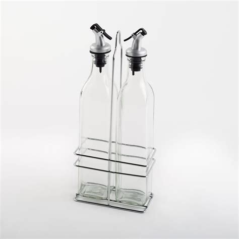 Buy Pacific Blithe Set of 2 Glass Oil Bottles with Stand - 500ml from ...