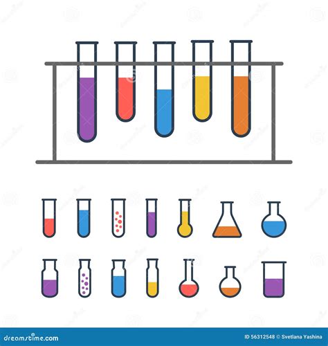 Chemical test tubes icons stock vector. Illustration of study - 56312548
