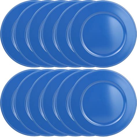 Amazon.com | Leemxiiny Set of 12 Plastic Blue Charger Plates, Elegant ...