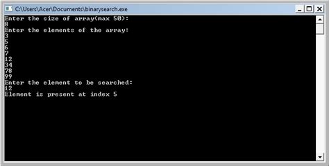 Image result for Binary Search Using C