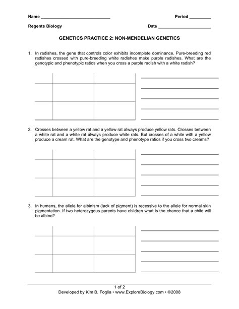 Non Mendelian Genetics Form ≡ Fill Out Printable PDF Forms Online ...