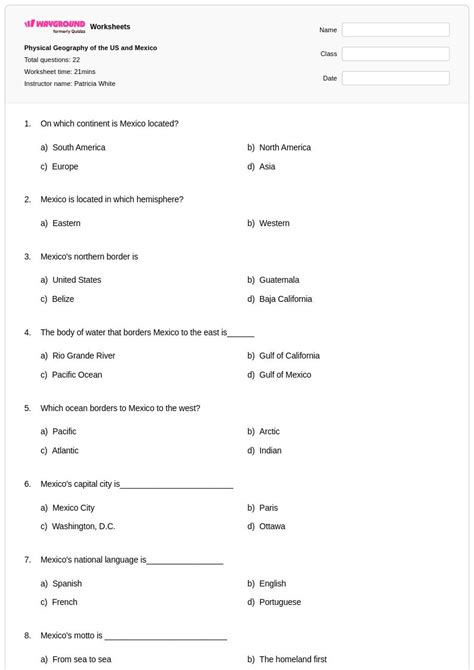 50+ Mexico worksheets for Class 5 on Wayground | Free & Printable
