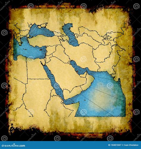 Middle East old map stock image. Image of near, countries - 18401847