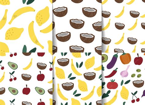 Premium Vector | Big set of fruit and vegetable patterns. seamless ...